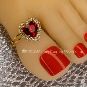 ❤️‍🔥TOE RING Valentine's Day Red Heart Crystal Custom Handmade Big Toe Ring